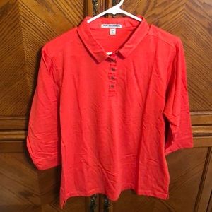 Ladies 3/4 sleeve coral polo